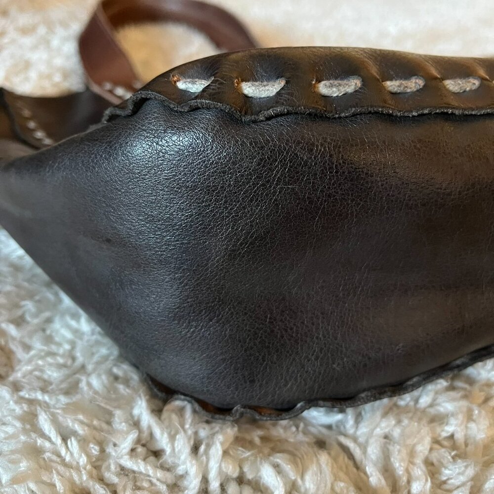 Bed Stu STEVIE Leather Tote Black Teak Rustic VGUC - Picture 11 of 15